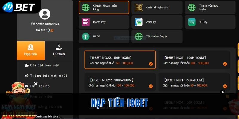 Hướng Dẫn Nạp Tiền I9bet